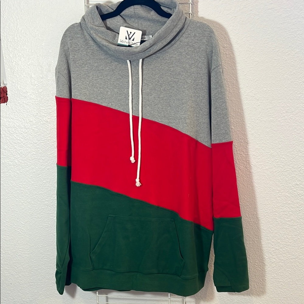 Michelle Mae Gray, Red, and Green Colorblock Hoodie